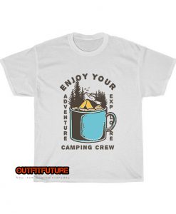 illustration camp tent top metal mug with mountain retro 80 s T-Shirt EL9D0