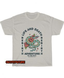 illustration snake with rose vintage style T-Shirt EL9D0