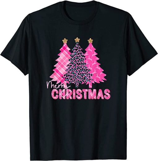 Pink Christmas Aesthetic with 3 Unique Pink Trees T-Shirt AL