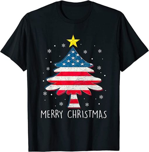 US Flag Xmas Pajama T-Shirt AL