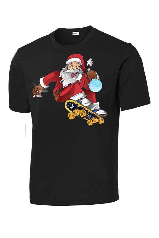 Santa Skate And Smoke Christmas T-Shirt