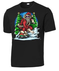 Santa claus skateboarder skating on snow T-shirt