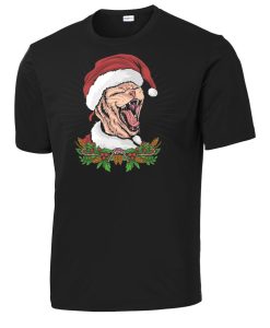 The christmas cat is wearing a santa claus hat T-shirt
