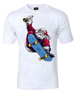 santa claus riding skateboard T-shirt